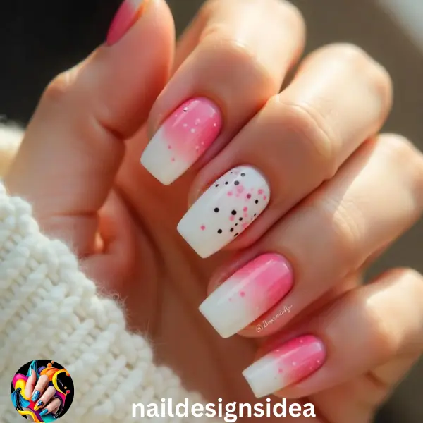 Minimalist nail art, such as tiny dots or delicate lines, pairs beautifully with milky nails