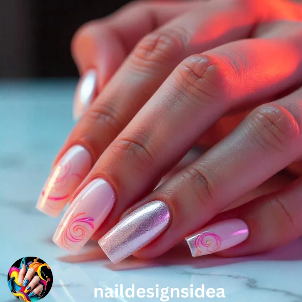 A chrome overlay on milky nails adds a futuristic and reflective effect. This trend brings a touch of modern glam to the milky nails designs for 2025.