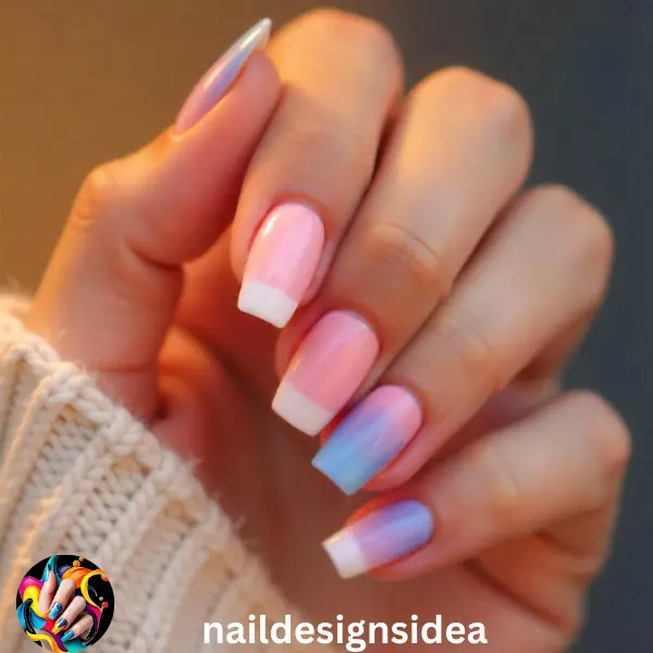 A fun variation of the milky nails designs for 2025 includes pastel tips. Soft blues, pinks, or lavender hues enhance the neutral milky base, providing a playful yet sophisticated look.