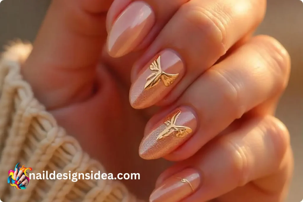 Minimal Capricorn Gold Line Nail Designs
