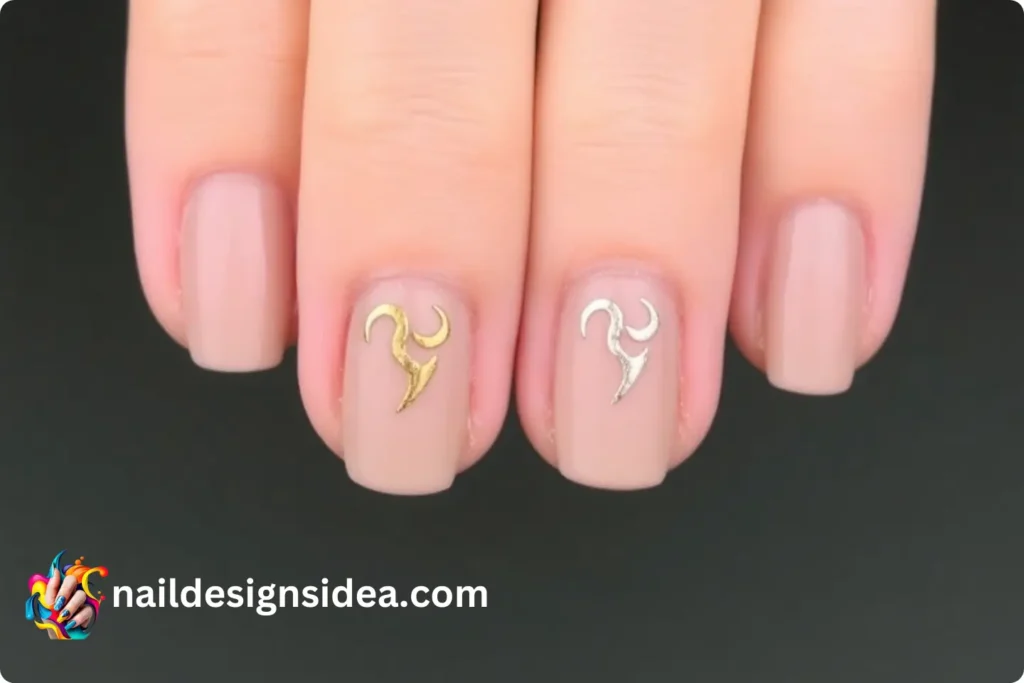 Minimalist Capricorn Symbol Nails
