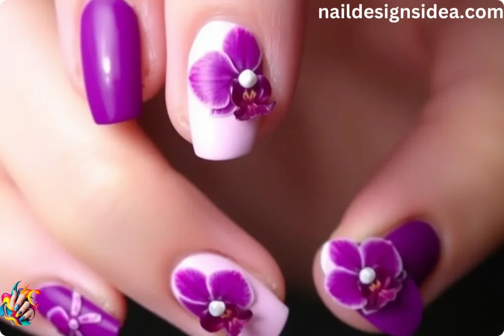 Monochrome Orchid Nails
