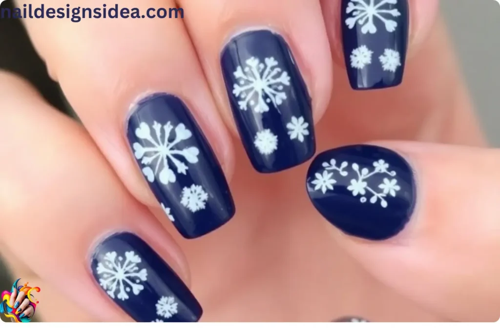 Navy Blue Xmas Nail Designs