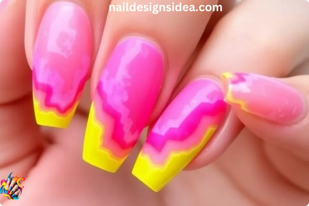 Neon Geodes 3D Nails