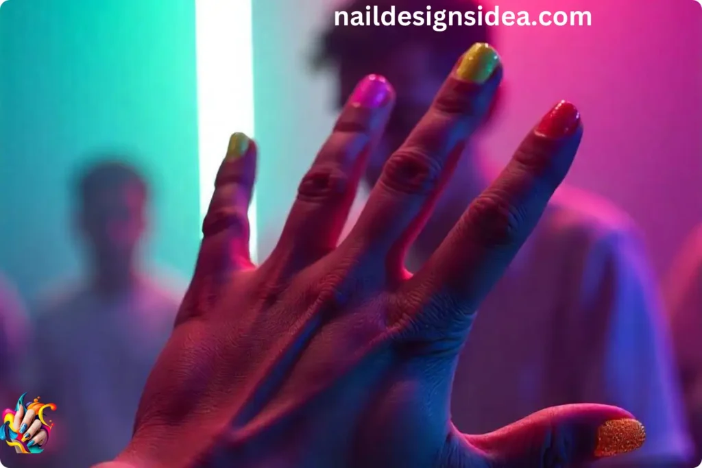 Neon Glitter Nails
