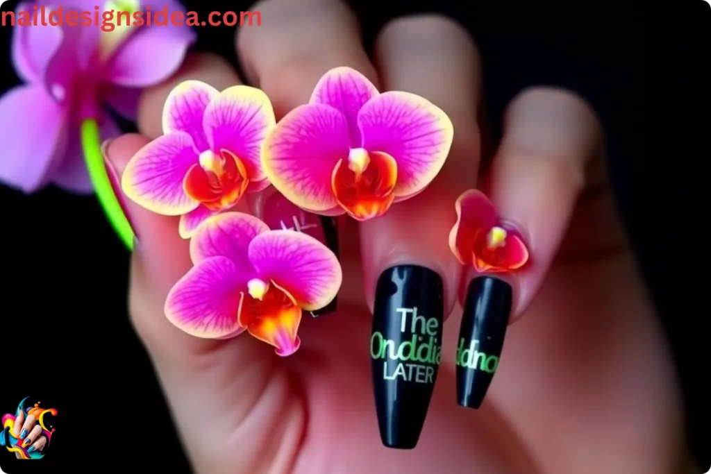 Neon Orchid Highlights Nail Design