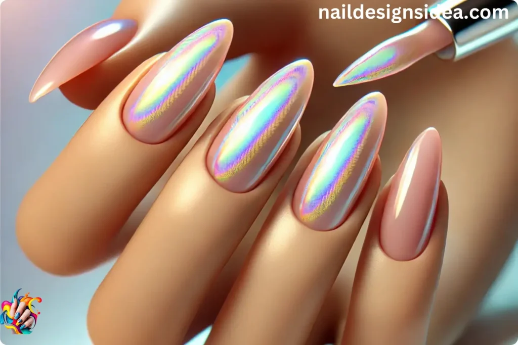 Nude Holographic Nail Designs 
