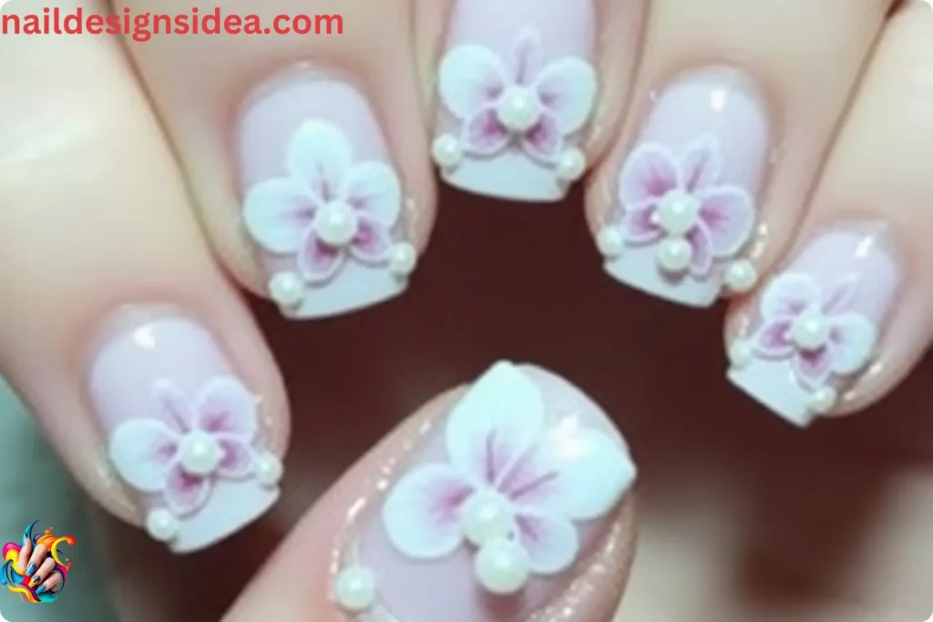 Orchid and Pearl Combo Nails
