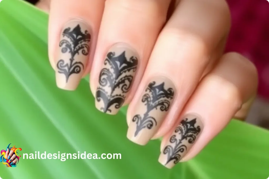 Polynesian Tribal Nail Art
