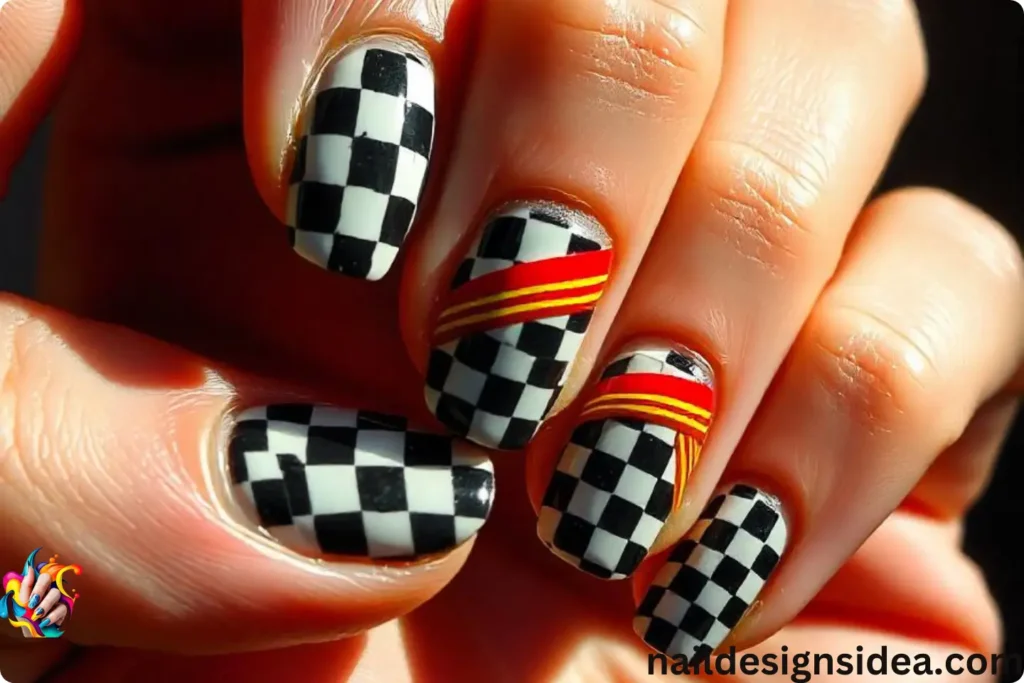 Rasta Checkerboard Nails