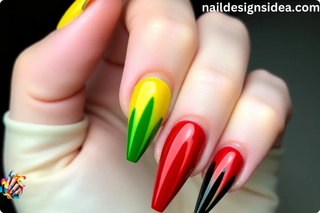 Rasta Chrome Nail Art