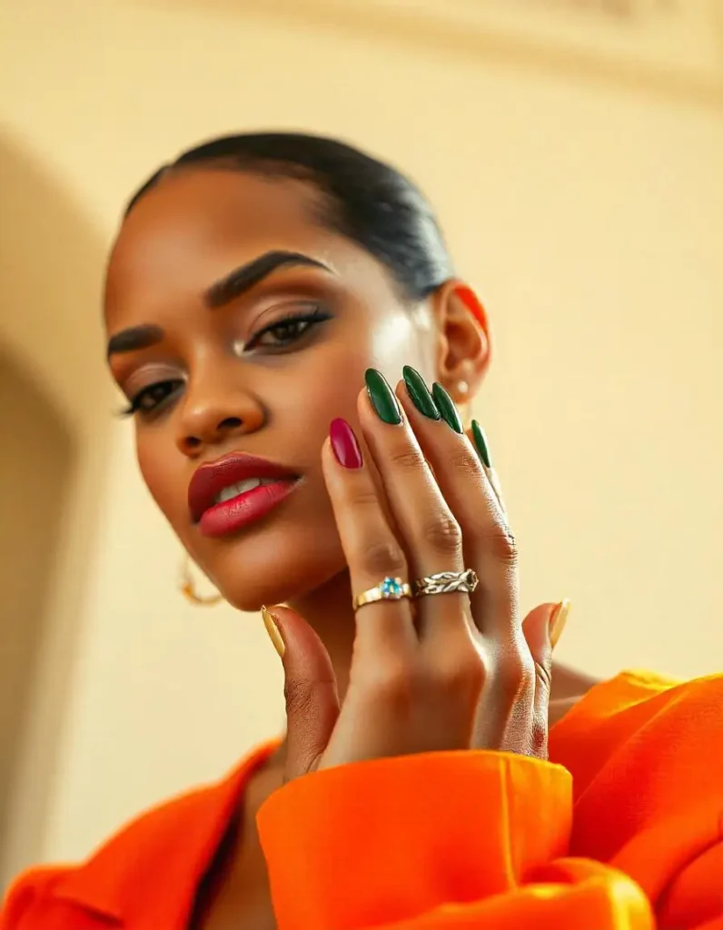 Rihanna’s Jewel-Toned Minimalism New Year Nail Trends
