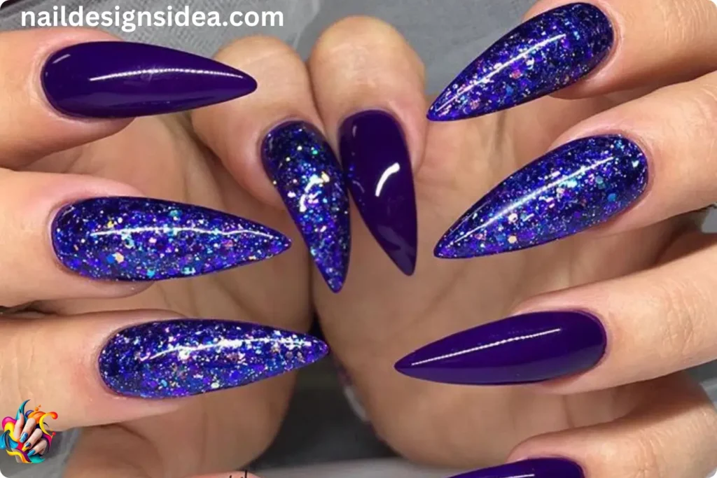 Royal Purple Glitter Nails