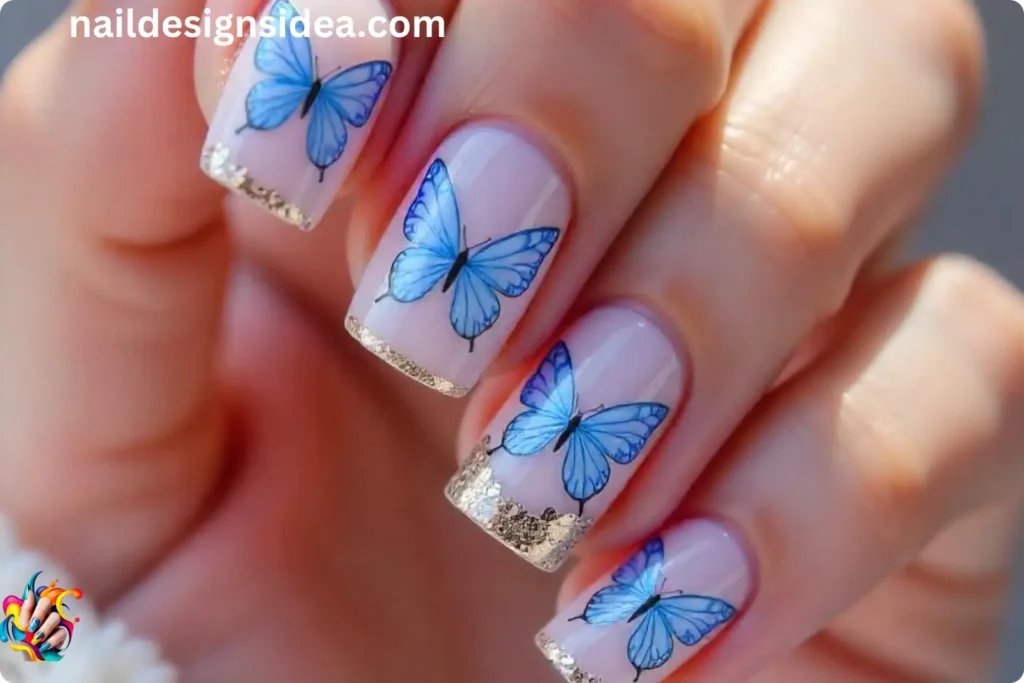 Satin Butterfly Nail Art
