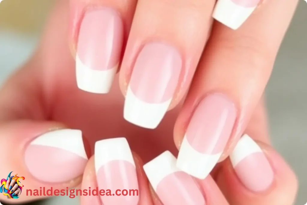 Satin French Tips Nails
