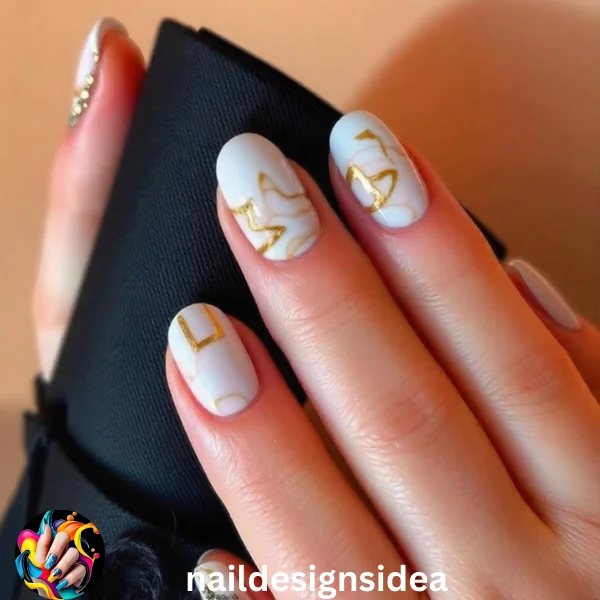 Marble nail art brings an artistic and luxurious touch to Selena Gomez’s engagement manicure style. 