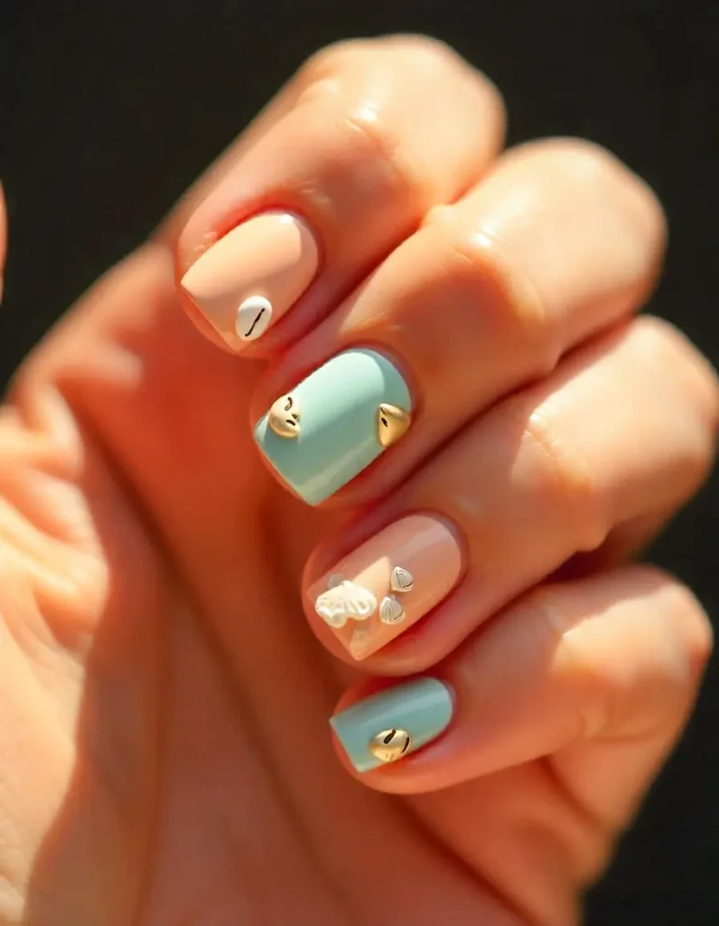 Shell-Accented Accent Nails