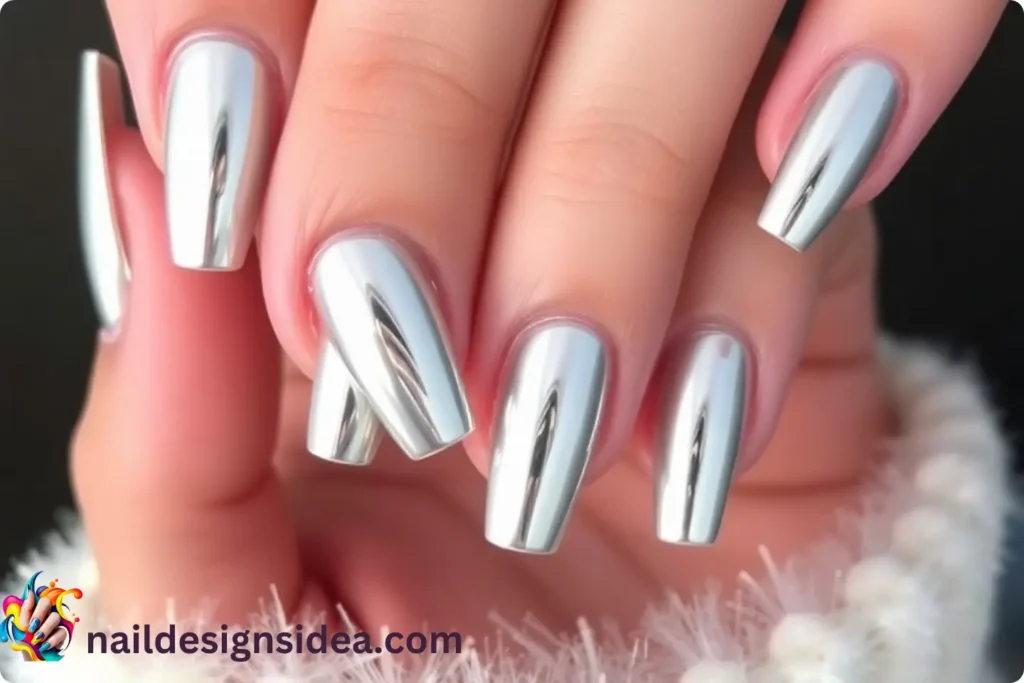 Silver Chrome Short Nails
