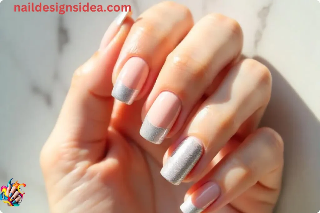 Silver Glitter Accent Nail
