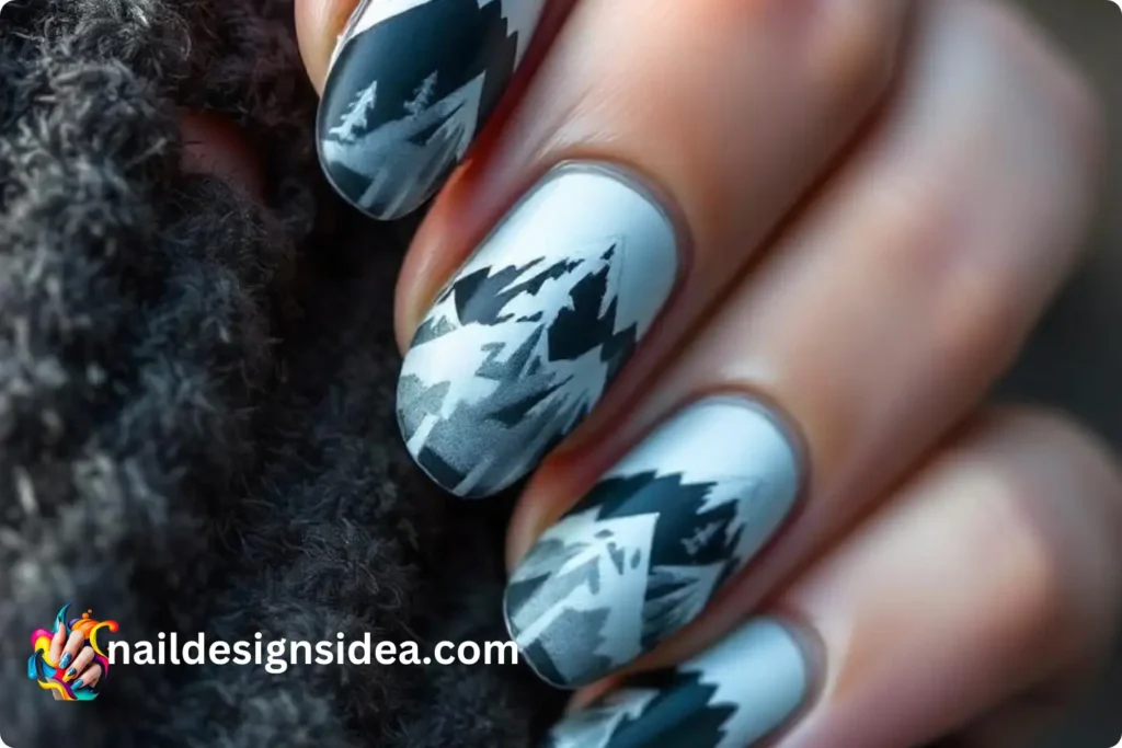 Snow-Capped Mountain Nail Art
