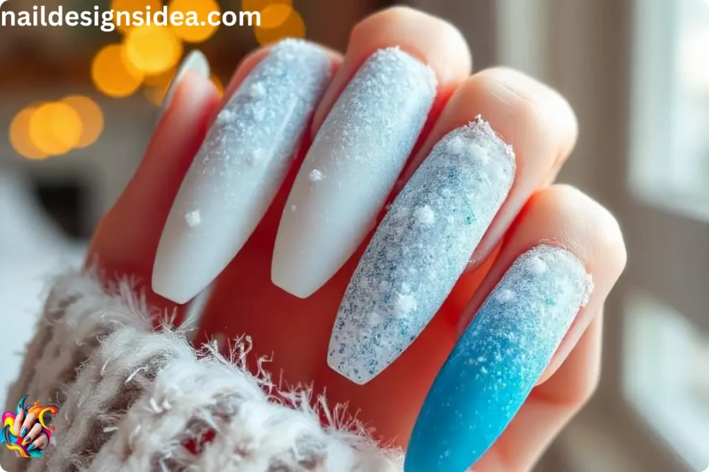 Snow-Dusted Ombre Nails