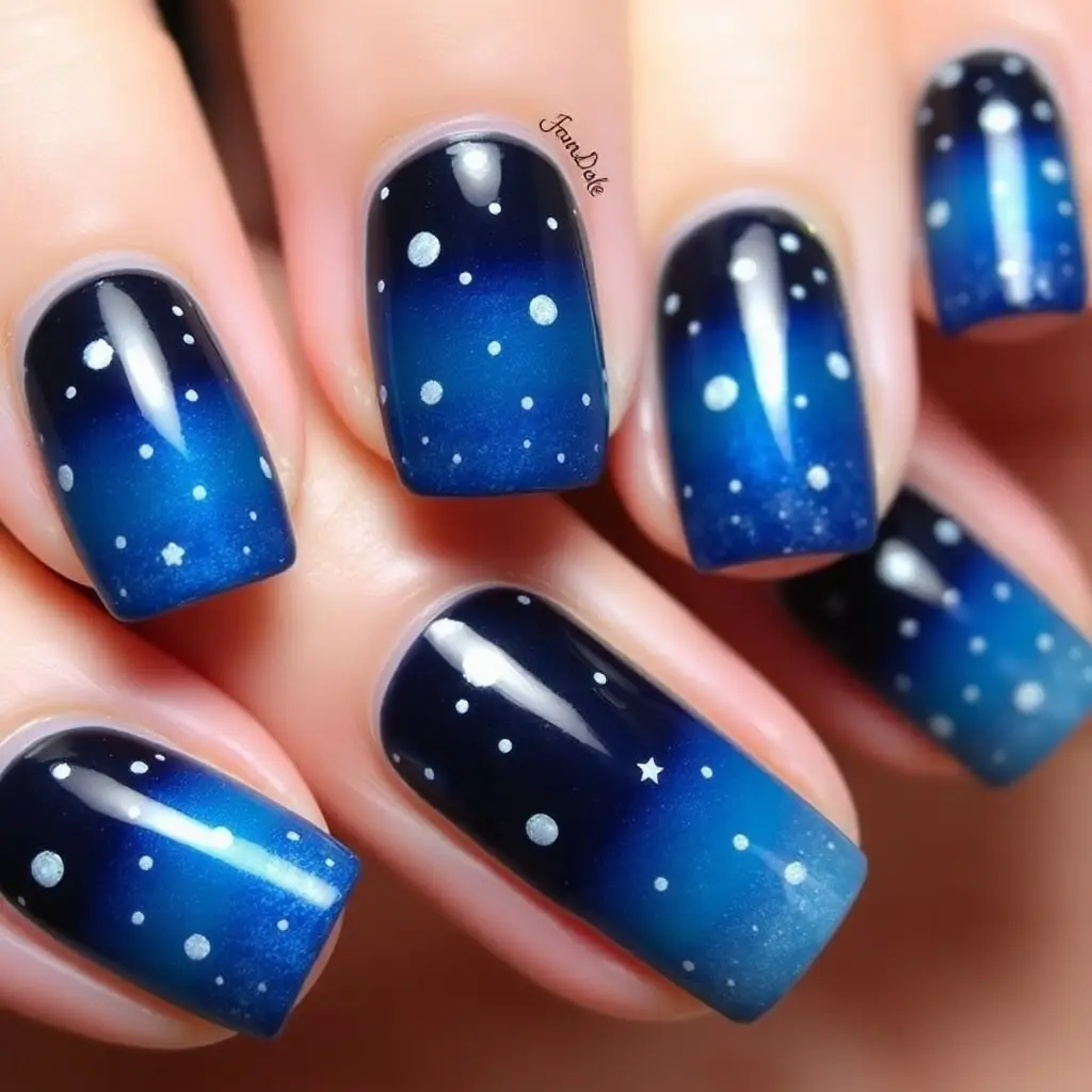 Starry Night Ocean Nails
