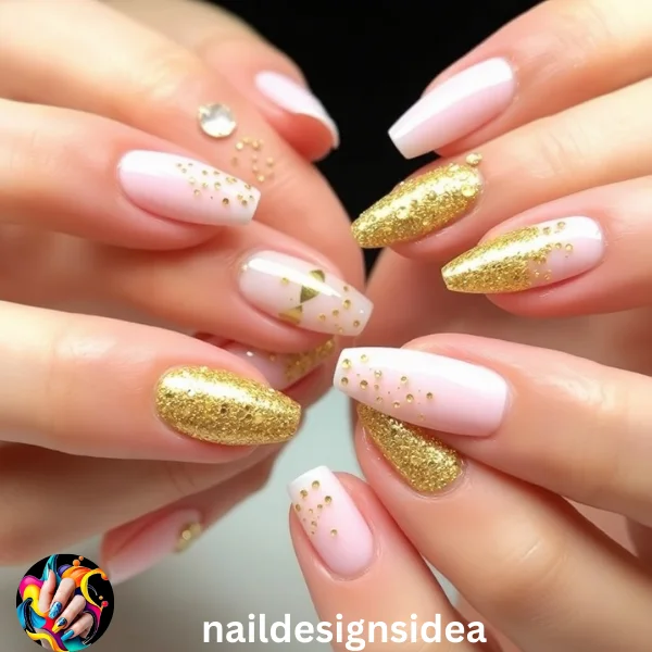 Combine the luxurious appeal of gold accents with Sugar Cookies Nail Designs for a glamorous yet sweet manicure.