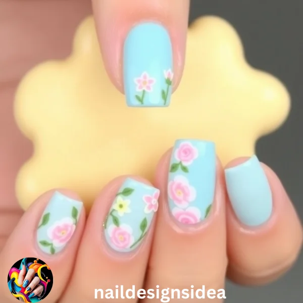 Add floral patterns to your sugar cookie nails for a spring-inspired look. 