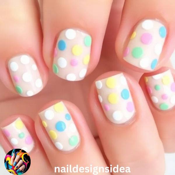 Polka dots in pastel colors are a playful nod to cookie sprinkles.