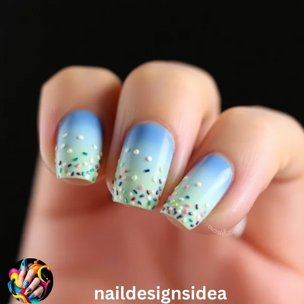 Create a gradient effect with sprinkles that fade from the tip to the base of your nails, adding a dynamic touch. 