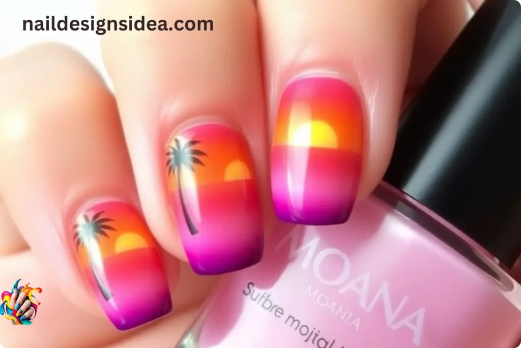 Sunset Ombre Moana Nails
