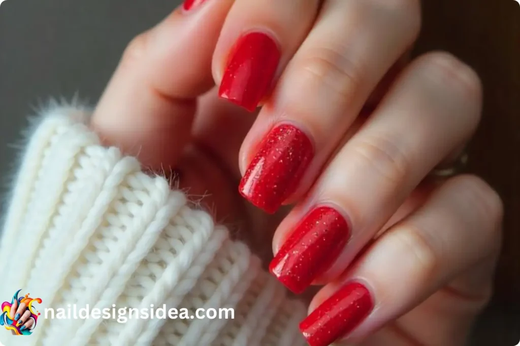 Taylor Swift's Red Sparkle Nails
