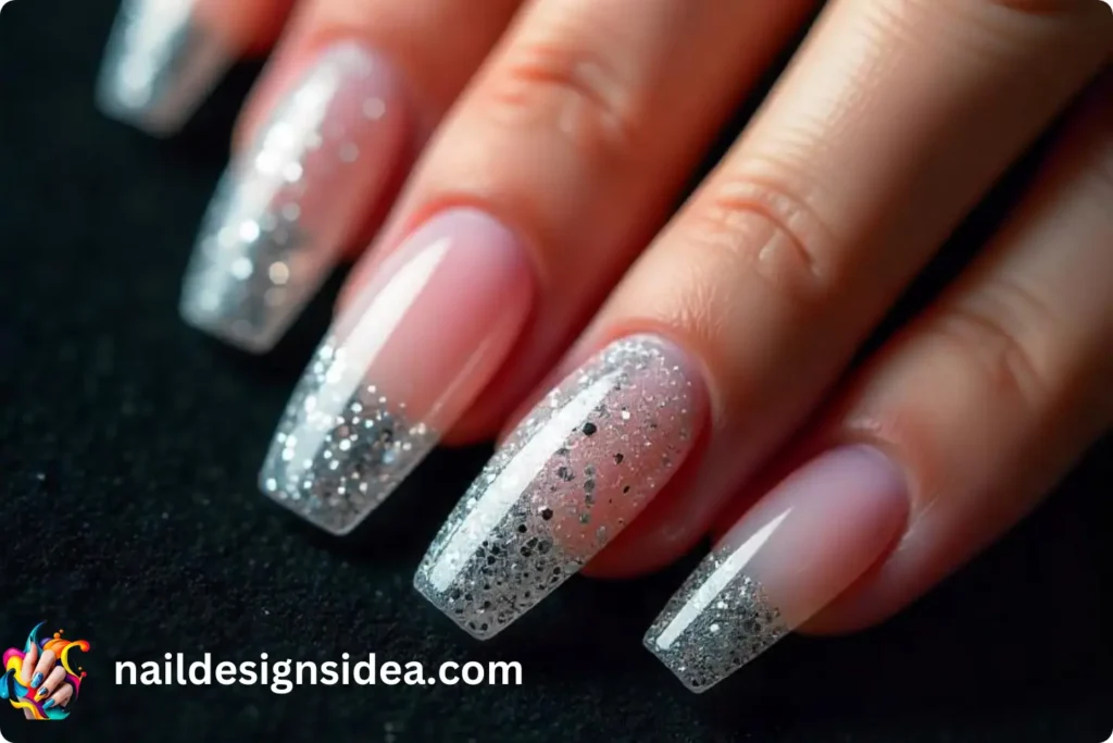 Transparent Glitter Nails