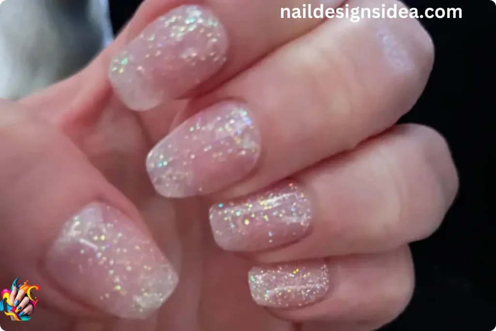 Transparent Glitter Overlay Nails