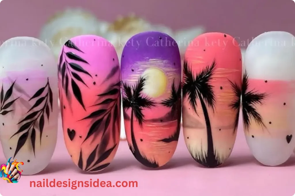 Tropical Palm Tree Nails