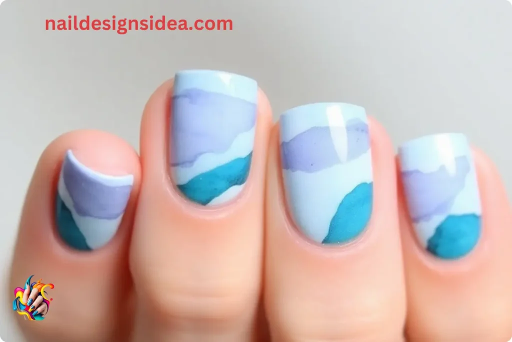 Watercolor Ocean Nail Art
