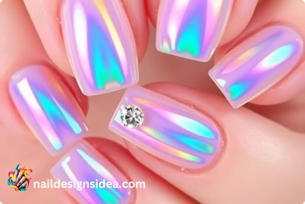 3D Holographic Chrome Blob Nail Designs