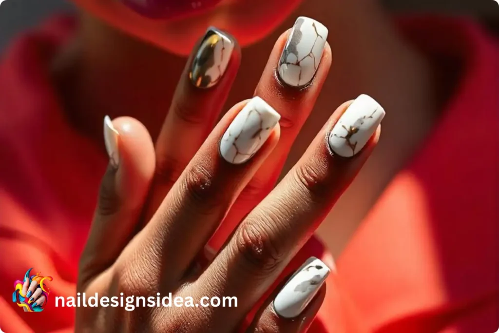 Marble Effect Russian Nails