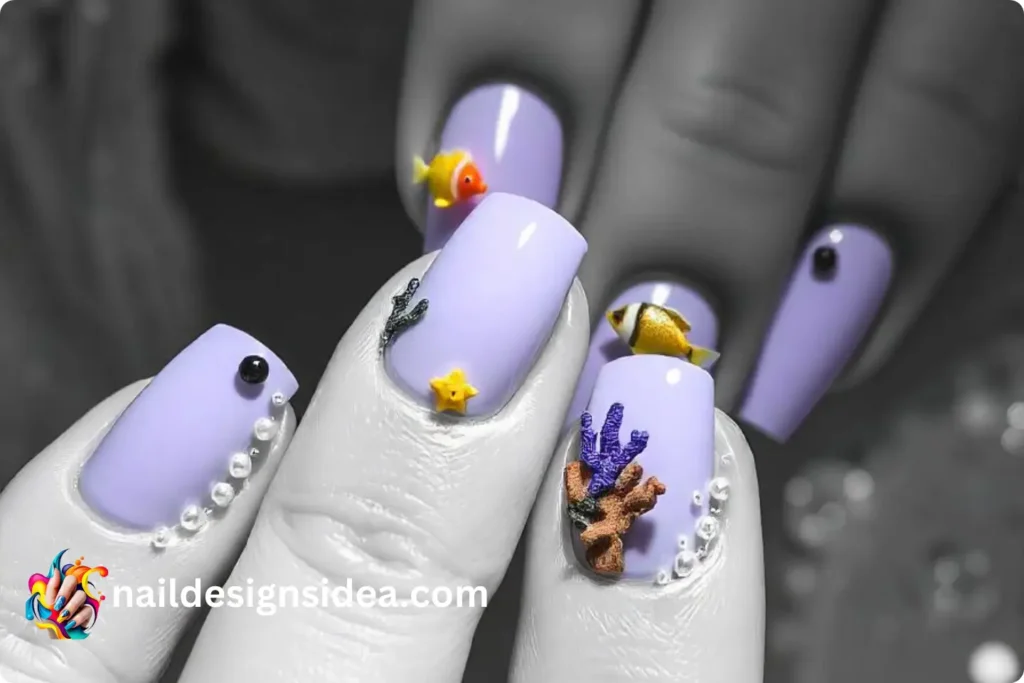 Playful Beach-Themed Nails