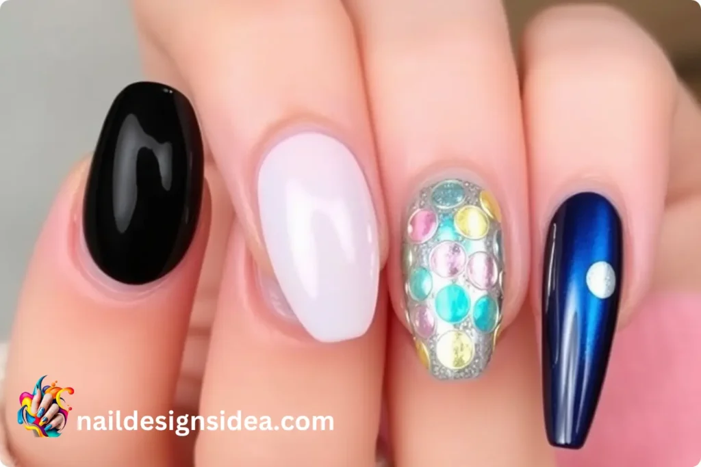 Trending Color Combinations for Chrome Blob Nails 