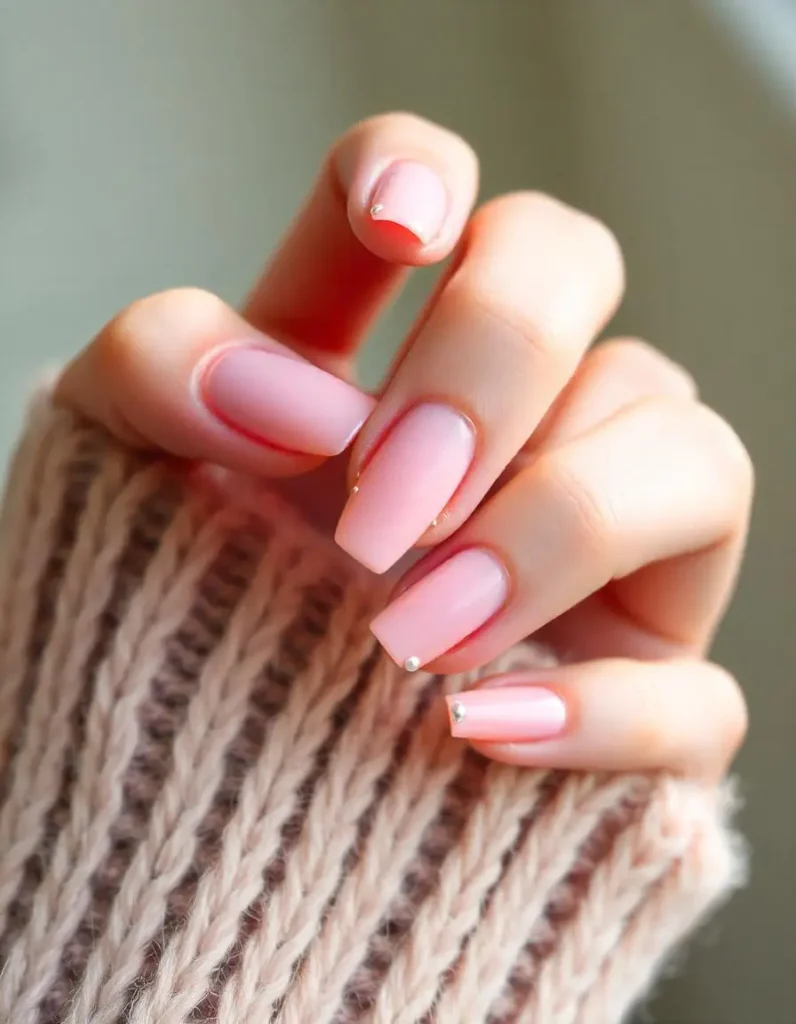 Baby Pink and Pearl Nails For a classic