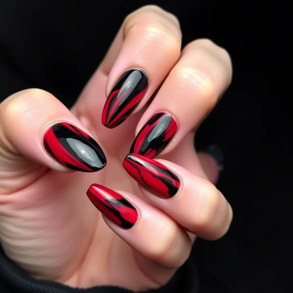 Black and Red Valentine Nails – Mysterious & Dramatic