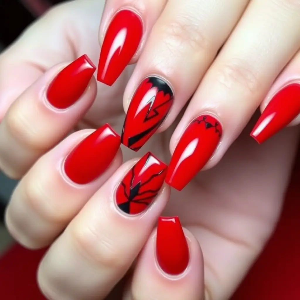 Bold & Edgy Red Valentine Nail Designs