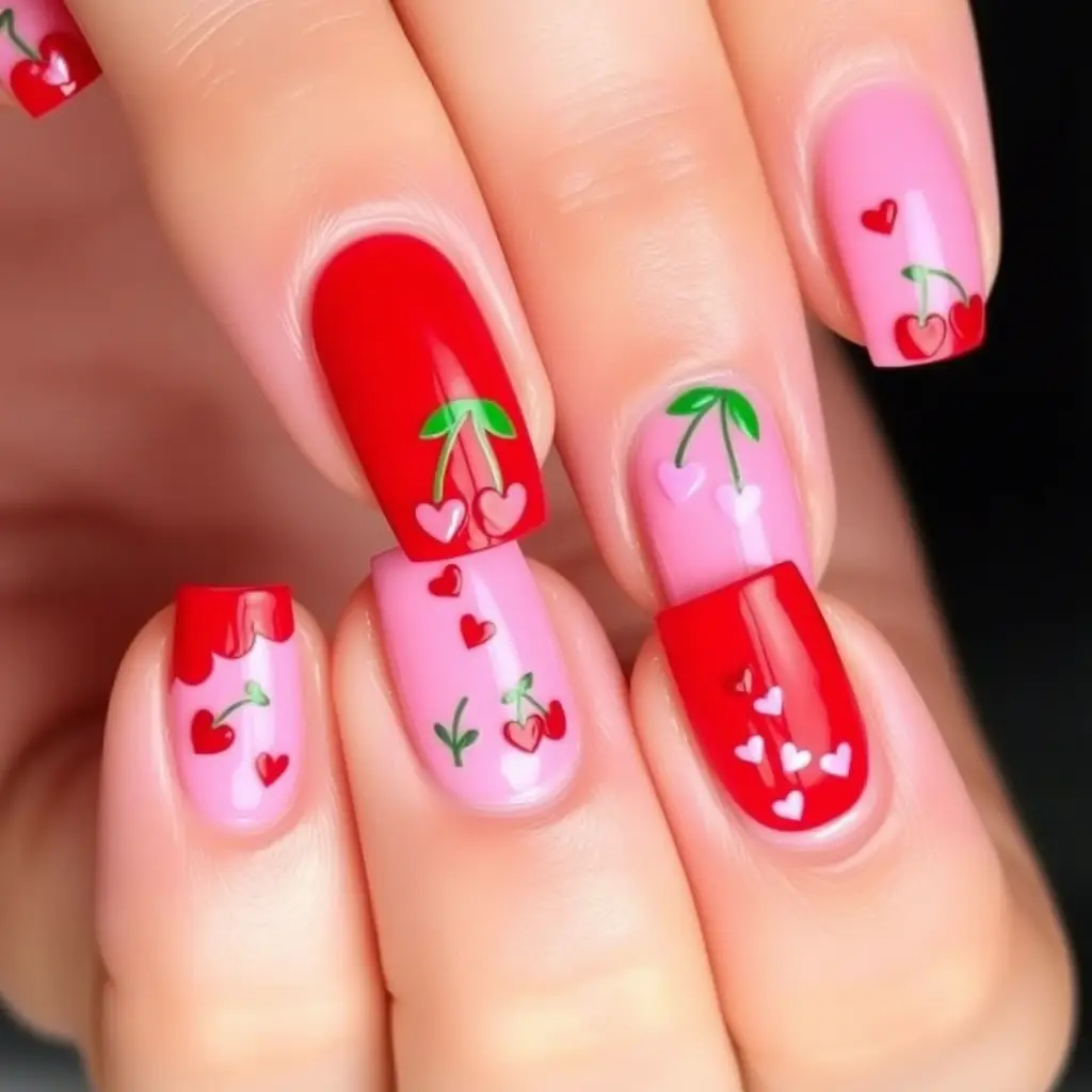 Cherry Nail Hearts: Φρουτώδες στα νύχια αγάπης