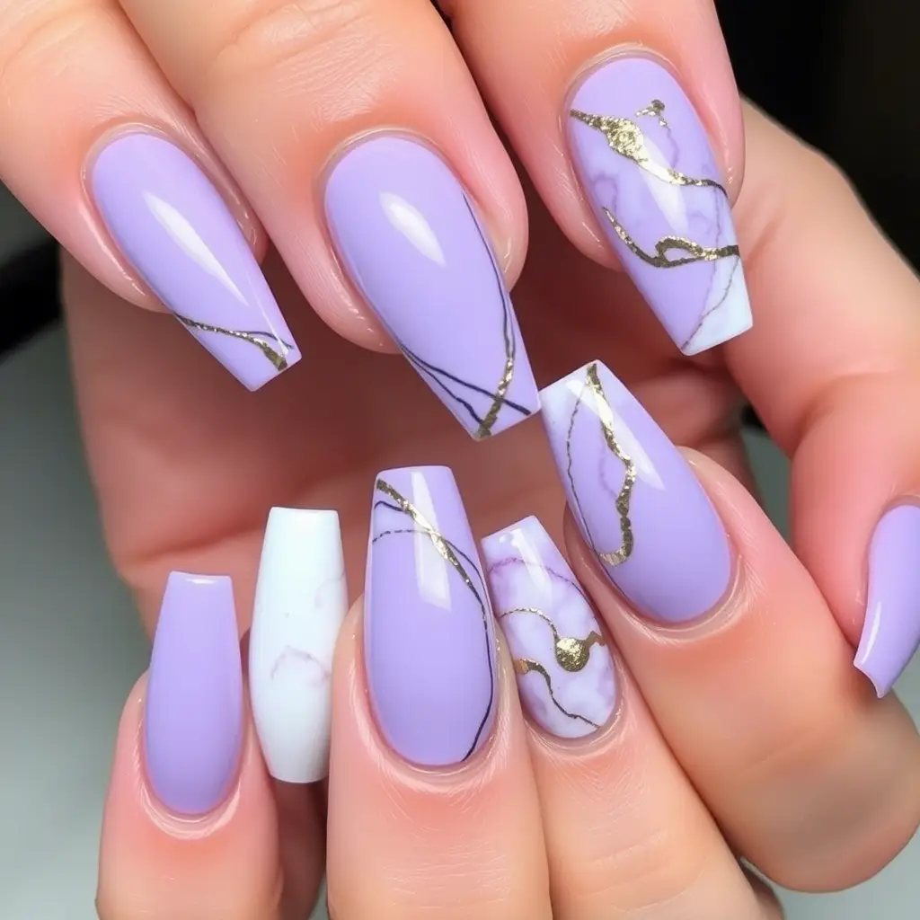 Coffin Lavender Nails – Bold & Trendy
