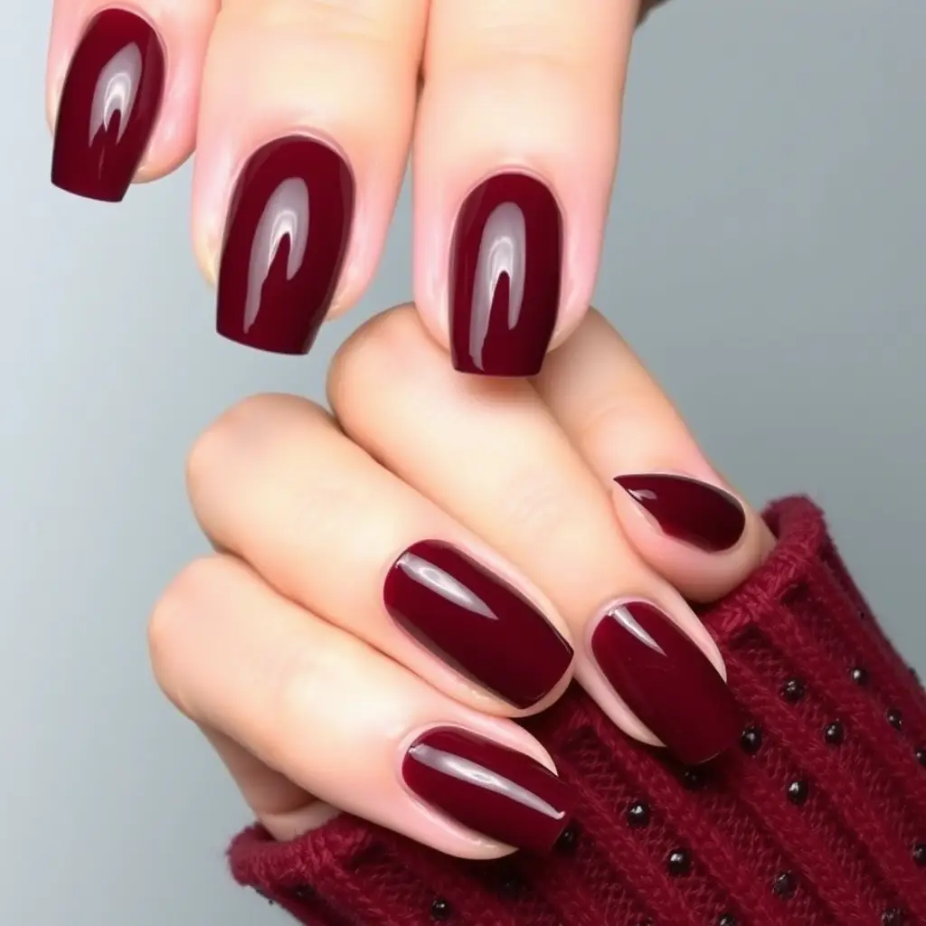 Deep Burgundy Red Valentine Nails – Sophisticated and Romantic