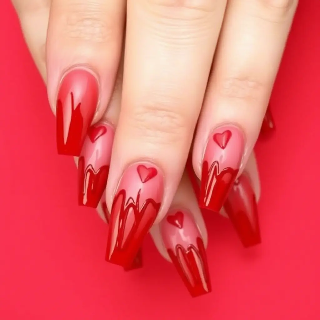 Dripping Red Nails – Edgy & Creative