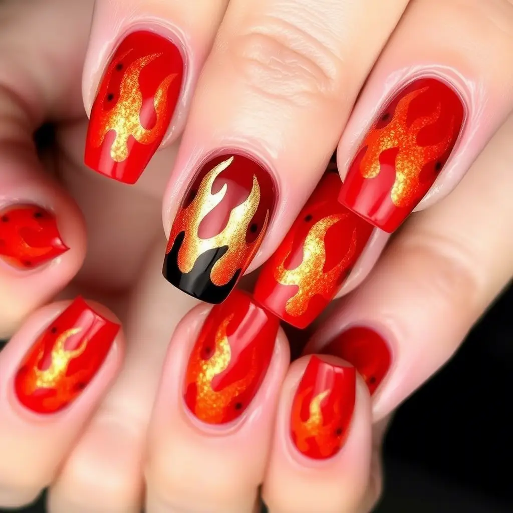 Fiery Flame Nails – Bold & Striking