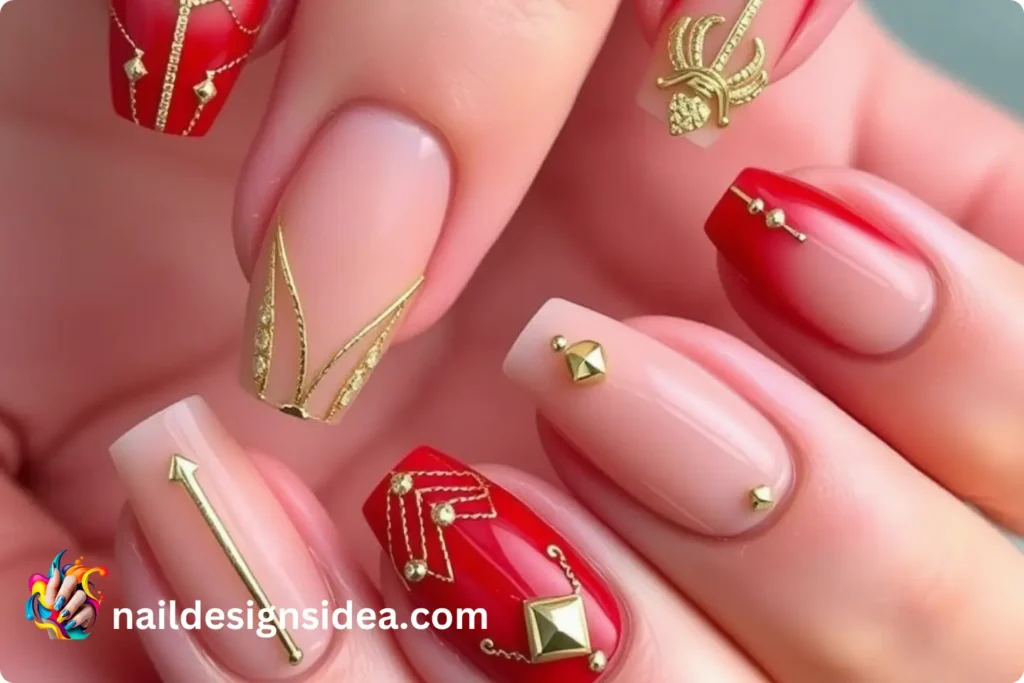 Gold Accents & Jewelry-Inspired Nail Designs