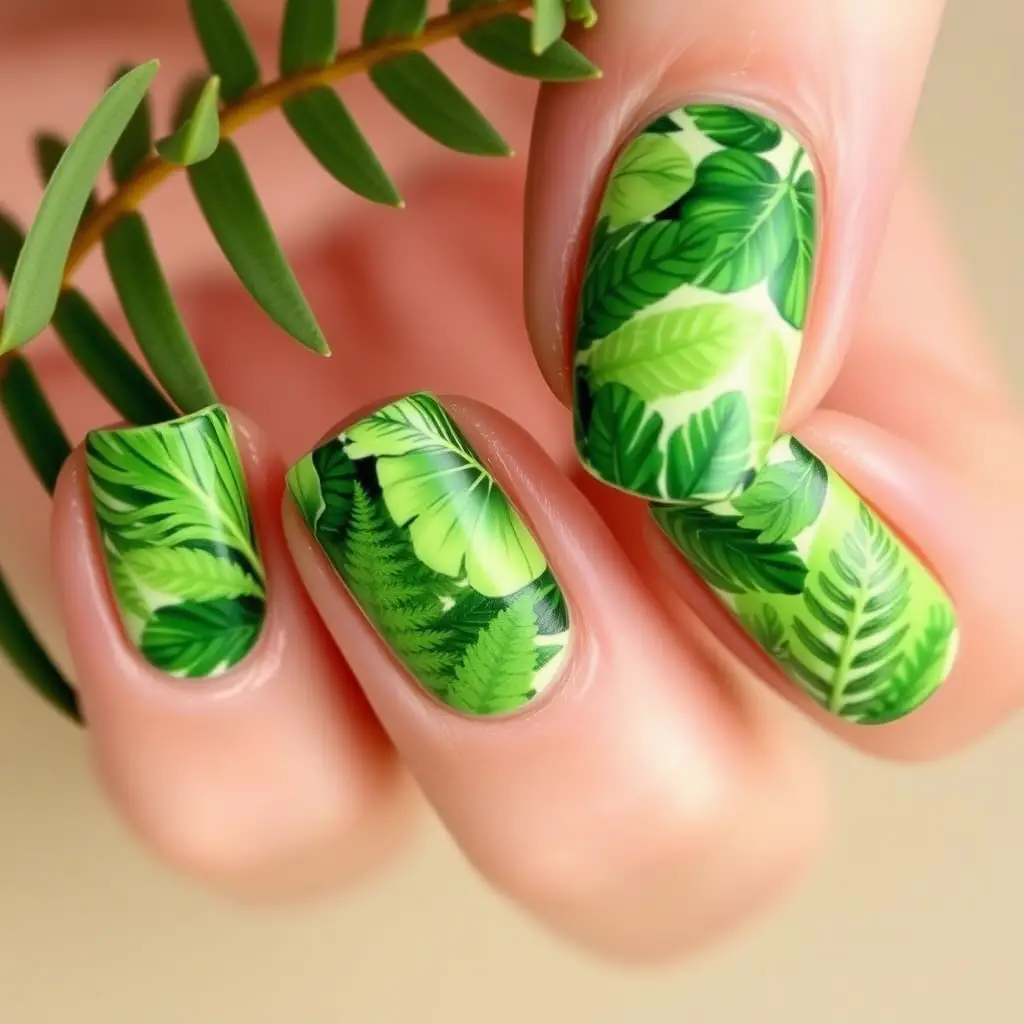 Greenery-Inspired Spring Nails